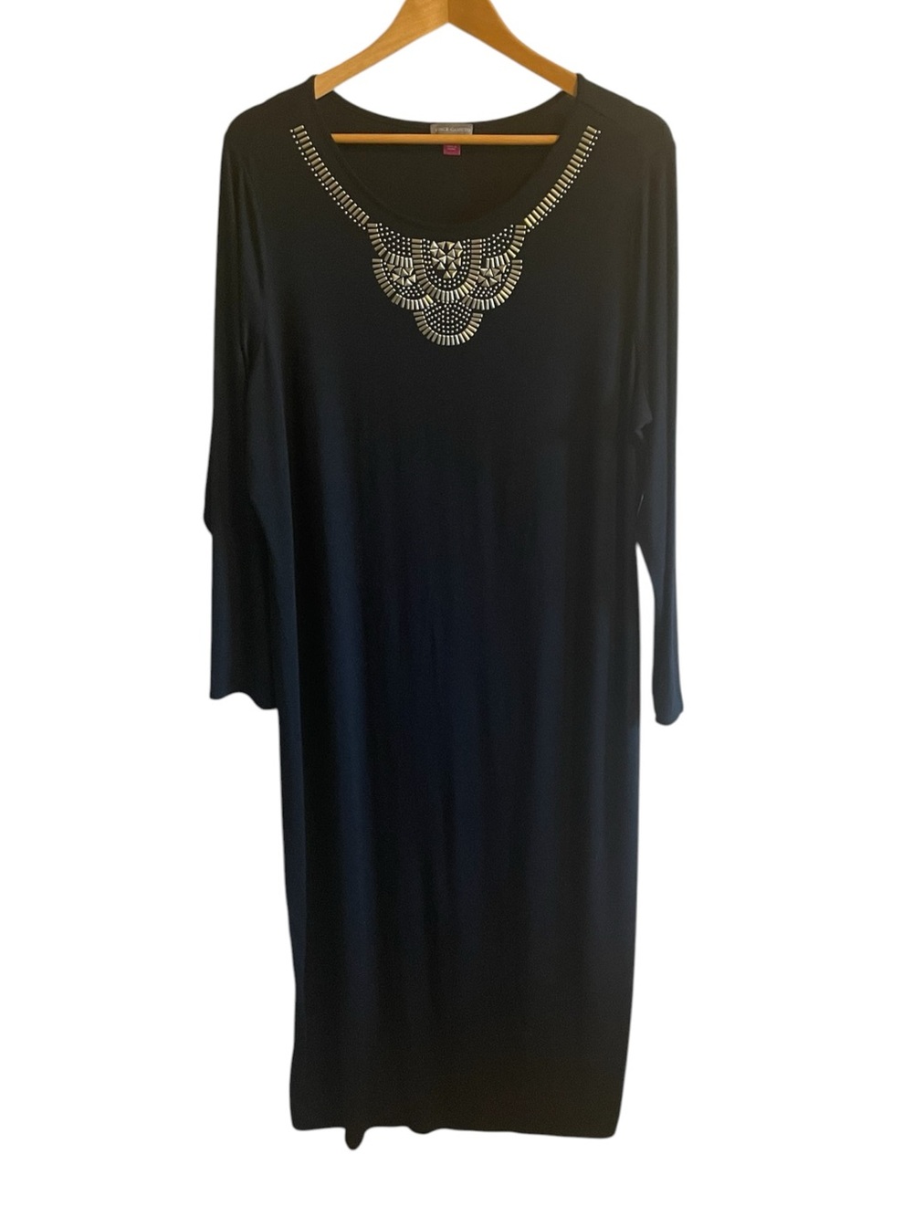 I1- Black Embellished Neckline Women's Dress Vince CAMUTO